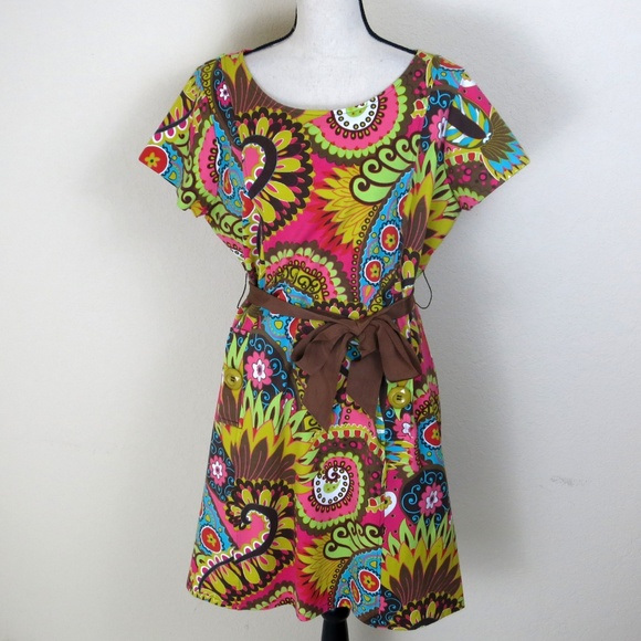 Uncle Frank Dresses & Skirts - Uncle Frank Brown and Pink Floral Dress Size XL